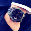 Mens Watches Black Business Quartz Wristwatch Stainless Steel Chronograph Watch