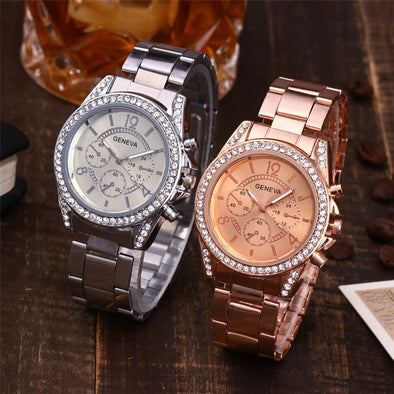 Luxury Geneva Brand Women's Watches Fashion 2019 Casual Couple Watch stainless steel Quartz Ladies Wristwatches Relogio Feminino