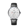 LOBINNI Mens Waterproof Leather/Steel Strap Month Week Date Dial Business Automatic Mechanical Wrist Watch - Silver