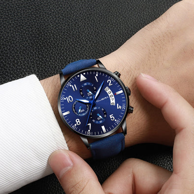 CUENA Fashion Simple Brand Men Watch Military Luxury Analog Leather Strap Business Mens Clock Quartz Wrist Watches reloj hombre