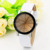2019 Fashion Round Couple Watch Hot Sale Black and White Brown Dial Leather Pointer Male and Female Student Temperament Watch