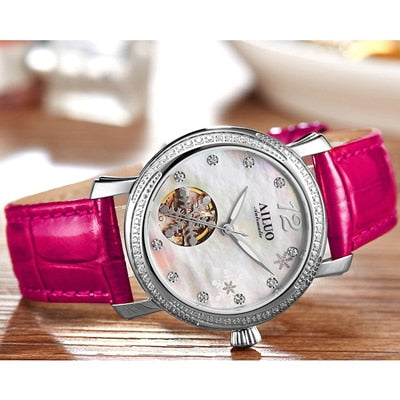 FRANCE Luxury Brand AILUO Women's Watches Leather Strap Japan Automatic Mechanical Wristwatch Women Sapphire Crystal Clock A6081