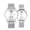 2019new simple couple watch luminous waterproof quartz watch stainless steel mesh with ultra-thin student watch trending product