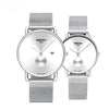 2019new simple couple watch luminous waterproof quartz watch stainless steel mesh with ultra-thin student watch trending product