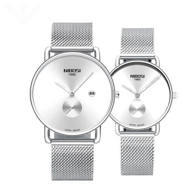 2019new simple couple watch luminous waterproof quartz watch stainless steel mesh with ultra-thin student watch trending product