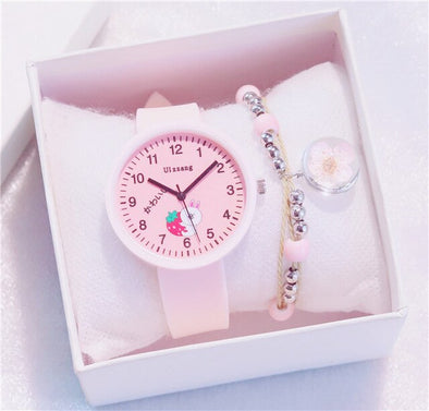 Fashion Kids Watch Lovely Colorful Creative Strawberry Cartoon Dial Design Children Watches Casual Cute Girls Clock Gift