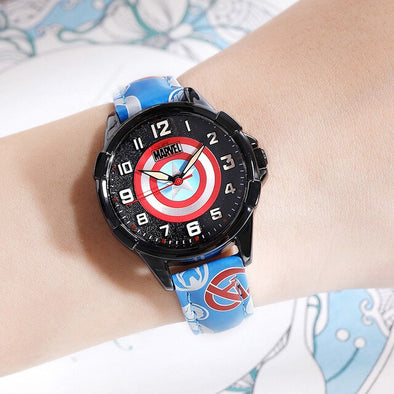 Spider-men Child Super Hero Cool Quartz Waterproof Watch Marvel Captain Ameri Avengers Student Clock Time Boys  Kids Time Disney
