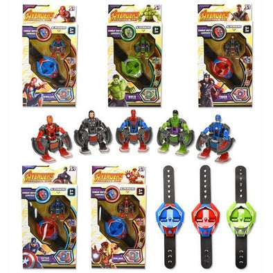Random Marvel Avengers Spider-Man Captain America Hulk Iron Man Flip Transform Kids Toy Watch Antion Figure for Children Gift