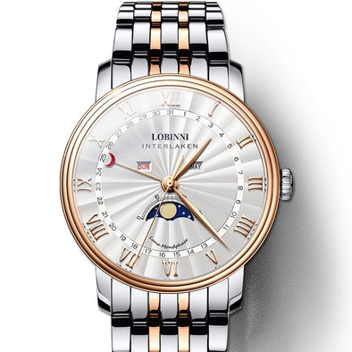 LOBINNI Luxury Brand Men's Watch Switzerland Watch Men Sapphire Waterproof Moon Phase reloj hombre Japan Miyota Movement L3603M2