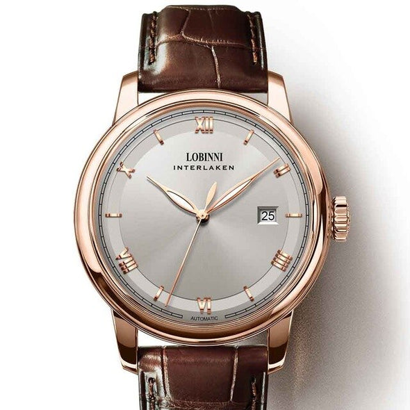 LOBINNI Brand Luxury Mechanical Watch Men Automatic Watches Mens Sapphire Wrist Watch Male 50m Waterproof Leather Reloj Hombre