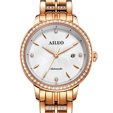 FRANCE Women's Watches Luxury Brand AILUO Japan Automatic Mechanical Wristwatch Women Zircon Sapphire Crystal Waterproof A6111
