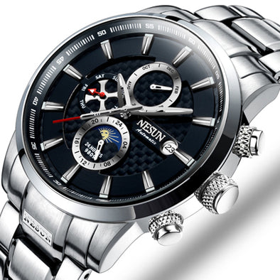 NESUN Luxury Brand Switzerland Watches Men Multifunctional Display Automatic Self-Wind Watch Luminous Waterproof clock N9809-2