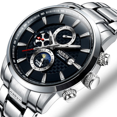 NESUN Luxury Brand Switzerland Watches Men Multifunctional Display Automatic Self-Wind Watch Luminous Waterproof clock N9809-2