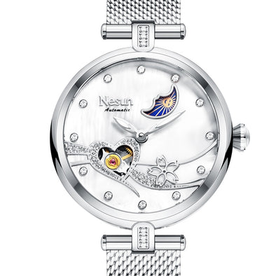 Switzerland Luxury Brand Nesun Women Watch Japan Original Automatic MOVT Wristwatches 50M Waterproof Skeleton Lady clock N9062-4