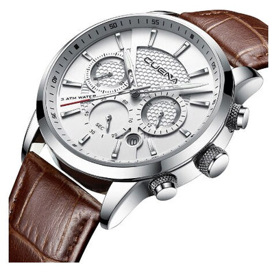 CUENA luminous date genuine leather hands man quartz watches mens fashion watch men watches 2019 luxury brand watches for men