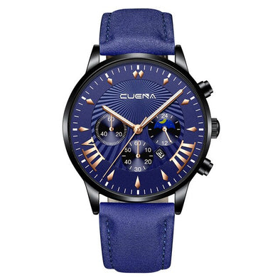 Watches for Men	CUENA Business Leath Belt Three Eyes Six-Piece Calendar Quartz Watch erkek kol saati herren uhren orologio uomo