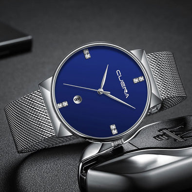 Luxury Ultra Thin Clock Male Steel Strap Casual Quartz Watch Men's Wrist Watch Zegarek Meski Clock Gift for Men