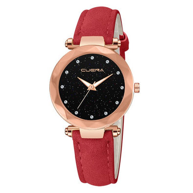 CUENA Women Wrist Watches Leather Band CUENA Analog Quartz Diamond lady watch minimalistic watch female relogio feminino