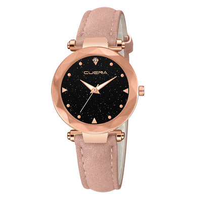 CUENA Womens Watches Top Brand Fashion Leather Band Analog Quartz Diamond Wrist Watch Relogio Feminino Uhren Damen