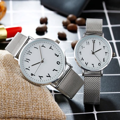 Arabic Numbers dial design women's fashion watch ladies stainless steel silver quartz watches BGG brand Casual Couple watch