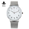 Arabic Numbers dial design women's fashion watch ladies stainless steel silver quartz watches BGG brand Casual Couple watch