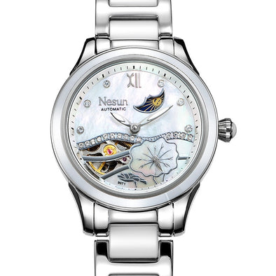New Switzerland Nesun Hollow Tourbillon Women Watch Luxury Brand Clock Automatic Self-Wind Wrist Waterproof Ladies Watch N9071-3