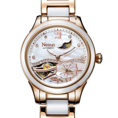 New Switzerland Nesun Hollow Tourbillon Women Watch Luxury Brand Clock Automatic Self-Wind Wrist Waterproof Ladies Watch N9071-3
