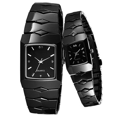 Hot Sales Full Stainless Steel Black Luxury Classic Couple Watches Quartz Wrist Watch New Design 5D7D 6UFT