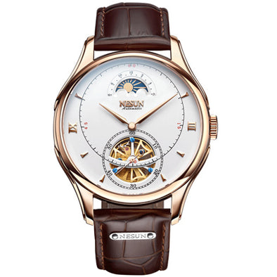 Nesun Tourbillion Automatic Mechanical Skeleton Men's Watches Luxury Brand Watch Men Waterproof relogio masculino clock N9038-2