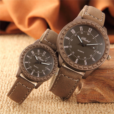 2 Pcs Hot Sales New Vintage leisure imitation wood pair watches men women lovers couple dress quartz wristwatch