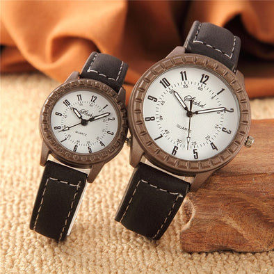 2 Pcs Hot Sales New Vintage leisure imitation wood pair watches men women lovers couple dress quartz wristwatch