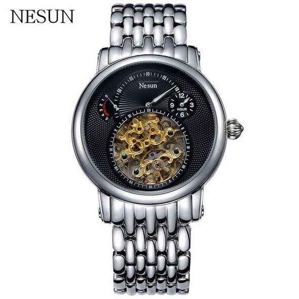 Nesun  2018 NEW  Men Tourbillon Mechanical Watch Waterproof Hollow Luminous   Transparent Dial Relogio Masculino