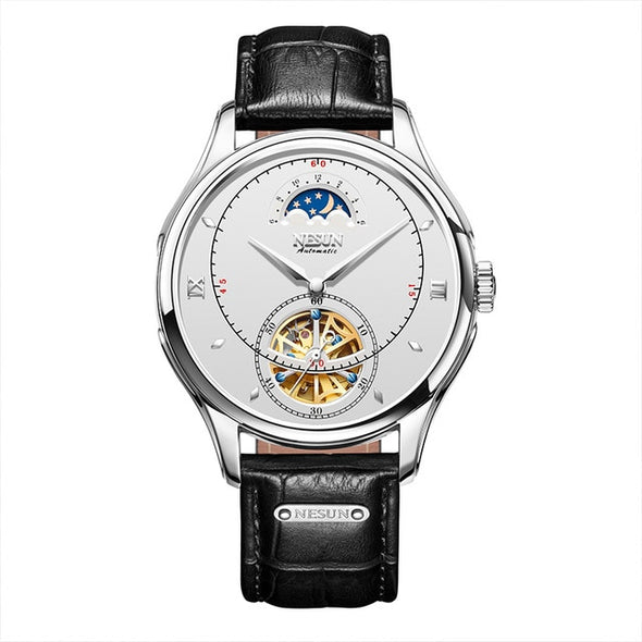 Luxury Brand NESUN Hollow Tourbillon Men Moon Phase Watch Business Automatic Mechanical Men's Wristwatches Waterproof Clock Male