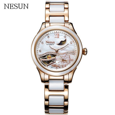 NESUN Switzerland Women Mechanical Watches Luxury Top Brand Clock Automatic Self-Wind Waterproof Moon Phase Wrist Watch Ladies