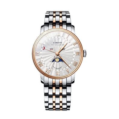 LOBINNI Mens Business 30M Waterproof Sapphire Mirror Fashion Multifunctions Quartzl Wrist Watch With Month,Week,Moon Phase