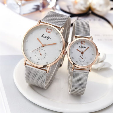Stainless Steel Rhinestone Couple Watches Man And Ladies 2019 Luxury Quartz Wristwatch For Lovers Unisex Watch Montres Femme Hot