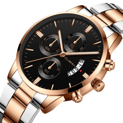 CUENA Men Wrist Watch Fashion Military Stainless Steel Analog Date Sport Quartz Watch Man Reloj Hombre 2019 men wristwatch clock