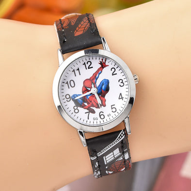 SpiderMan Watch Cute Cartoon Watch Kids Watches Boys Christmas Gift  Leather Quartz Watch