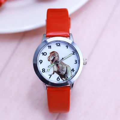 2018 famous children boys cute cool cartoon dinosaur quartz gift watches kids sports luminous hands leather clock montre enfant