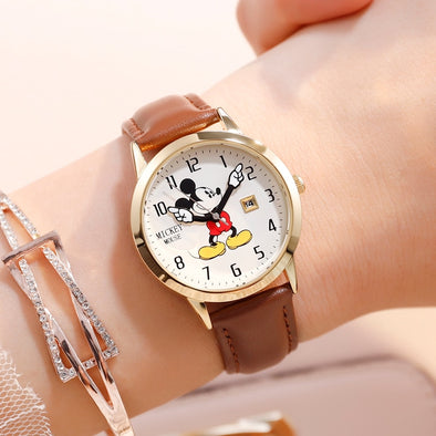 Disney Kids Watch Children Watches Genuine Brand Luxury Clock Watch Mickey Casual Fashion Cute Quartz Wristwatches Leather