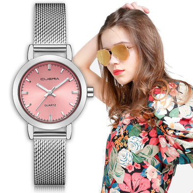 CUENA Women Dress Watches Quartz Stainless Steel Mesh Band Casual Bracele Ladies watch woman watches small dial reloj mujer