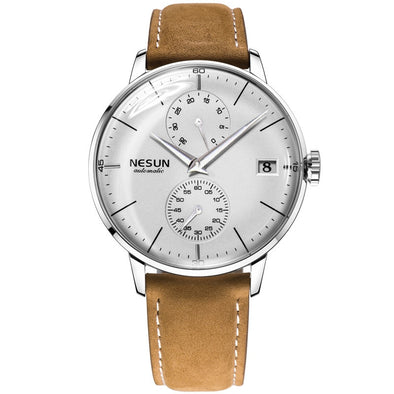 Luxury Brand Men's Watches Nesun Automatic Mechanical Watch Men Sapphire relogio masculino Genuine Leather Strap clock N9606-1