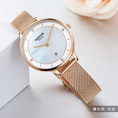 Switzerland Luxury Brand Nesun Women's Watches Japan Import Quartz Watch Women Relogio Feminino Diamond Wristwatches N8806-2