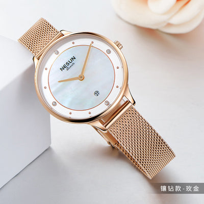 Switzerland Top Luxury Brand Nesun Women's Watches Japan Import Quartz Watch Women Relogio Feminino Diamond Wristwatches N8805-2
