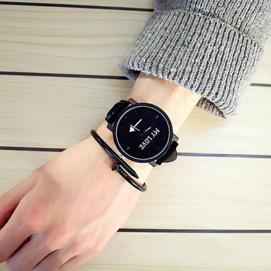 New arrival fashion couple watches black and white simple casual wristwatch men women trendy leather quartz watch relogio gift