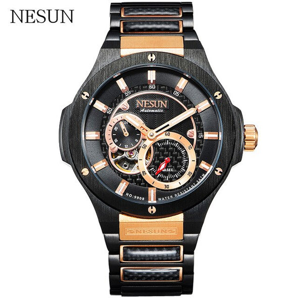 NESUN Men Fashion Business Automatic Mechanical Wristwatches Full Steel Sapphire Waterproof Sport Watches Male Relogio Masculino