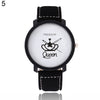 Newest Couple Queen King Crown Fuax Leather Quartz Analog Wrist Watch Chronograph 2017 Wom reloj mujer