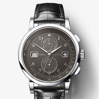 LOBINNI Men Vogue Dress 50M Waterproof Business Automatic Mechanical Wrist Watch With Month Week Date 24 Hour Format - Silver