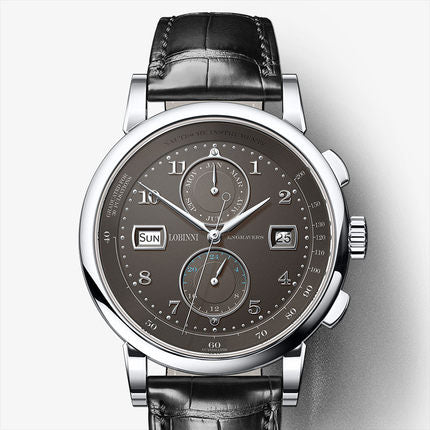LOBINNI Men Vogue Dress 50M Waterproof Business Automatic Mechanical Wrist Watch With Month Week Date 24 Hour Format - Silver
