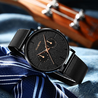 CUENA Fashion Casual Luxury Top Brand Men Watches Stainless Steel Dial Business Bracele Mens Clock Quartz Watches reloj hombre